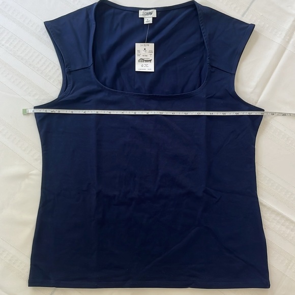 NWT J Crew Cap-sleeve stretch cotton-blend squareneck tank top Size Large - Picture 4 of 6